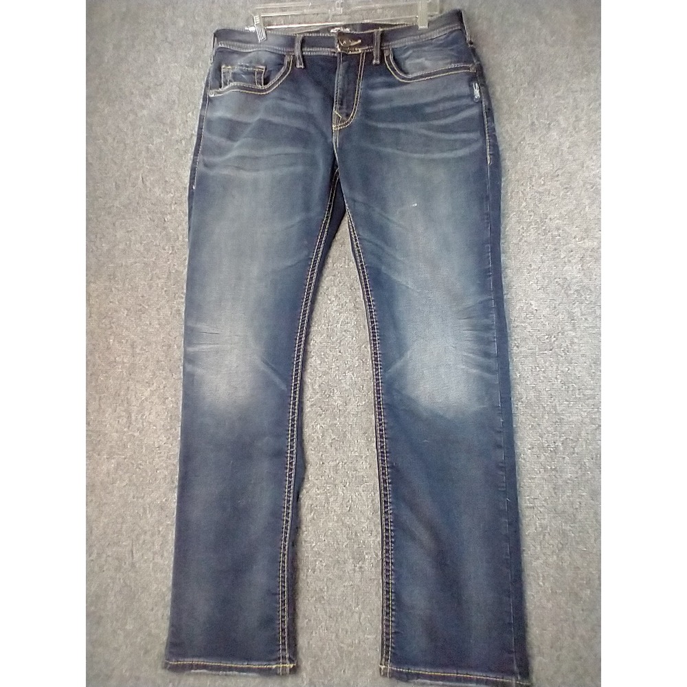 Silver Jeans Grayson Straight Leg Jeans Mens 32x32 Blue Distressed M33314SWK498